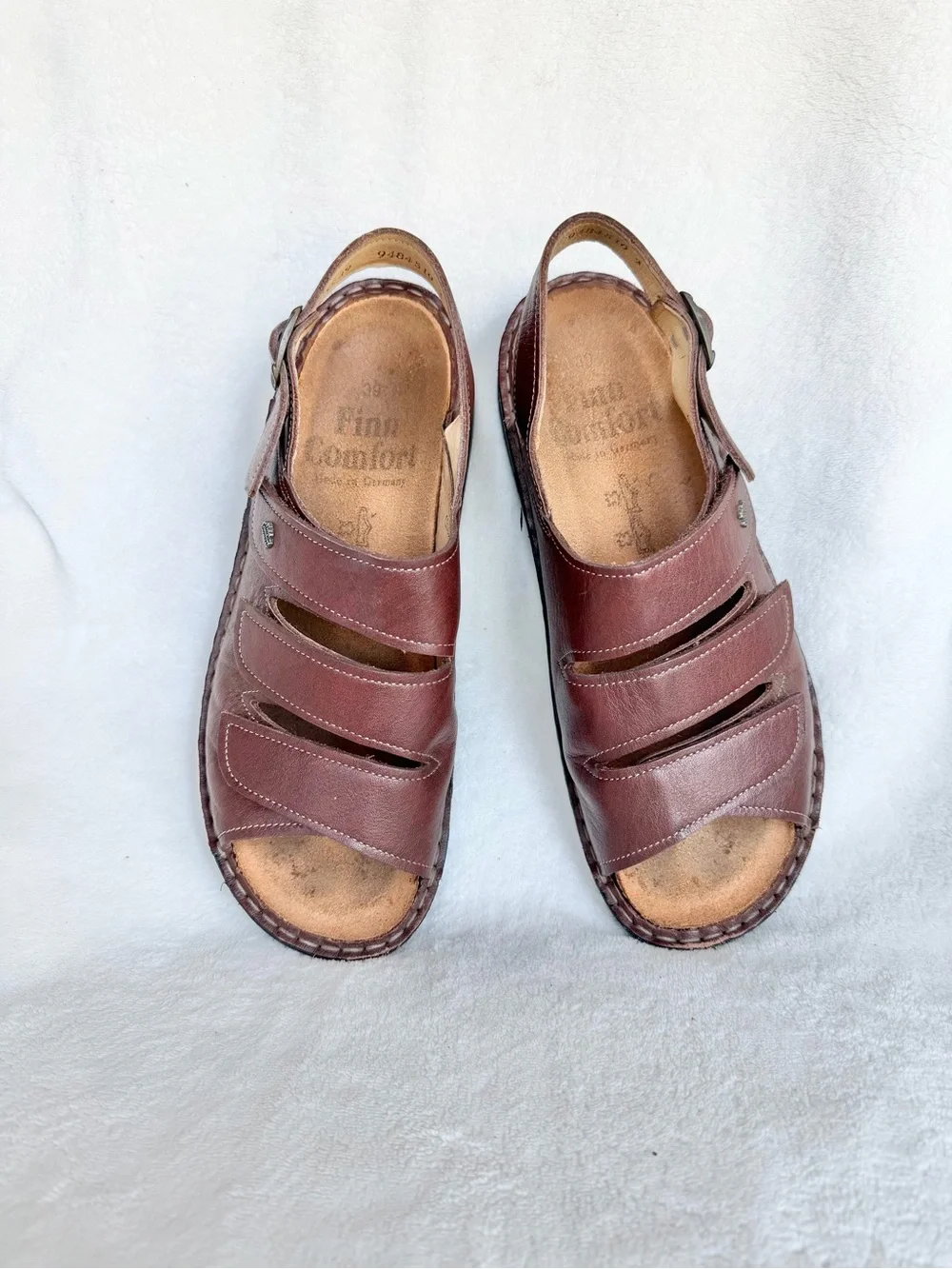 Finn Comfort Sylt Sandals Womens Brown Leather Soft Footbed Size EU 39 US 8.5